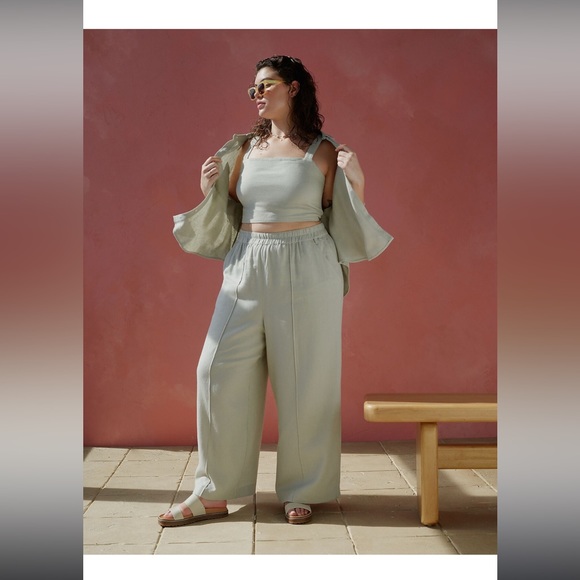 Madewell Set- Breezewoven Pull-On High-Rise Straight Pants XXS and Top S - Picture 1 of 5